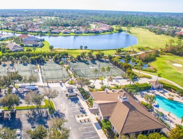 bird's eye view featuring a water view