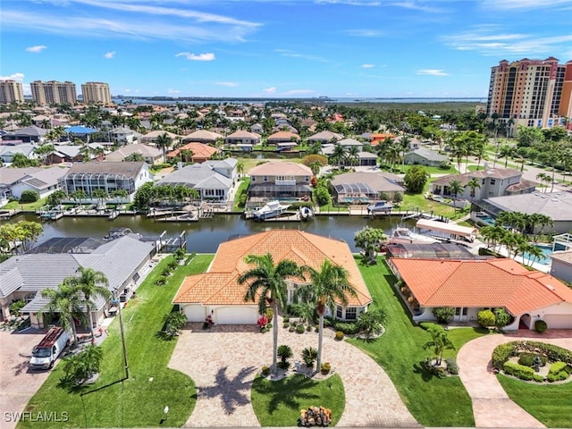 1524 SW 56th Ter, Cape Coral, FL 33914 - birds eye view of property featuring a water view and a residential view