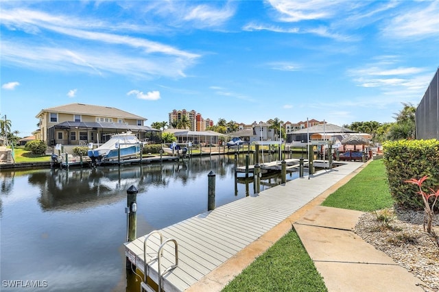 dock area with a water view