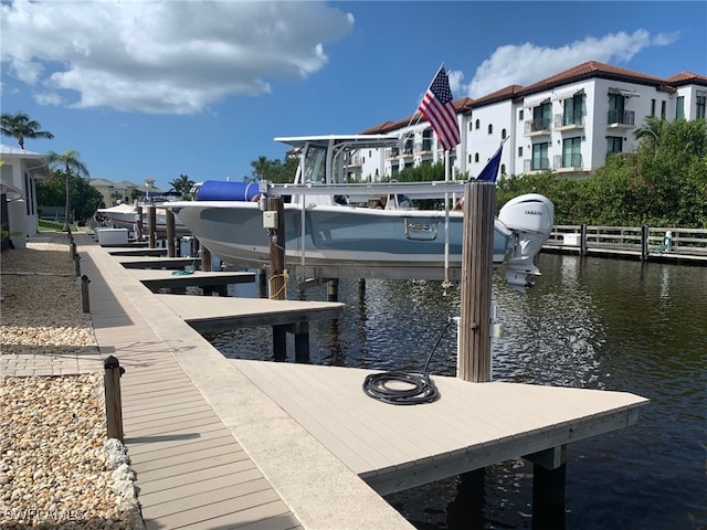 dock area featuring a water view