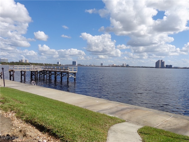 view of dock featuring a water view