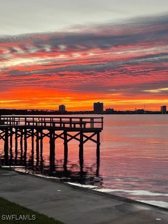 view of dock featuring a water view