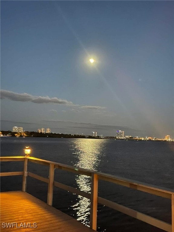 view of dock featuring a water view