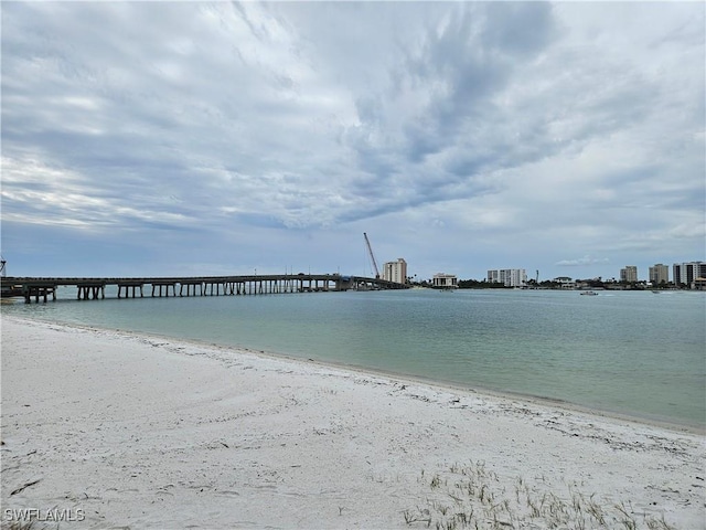 property view of water with a beach view