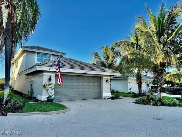 view of front of house with a garage