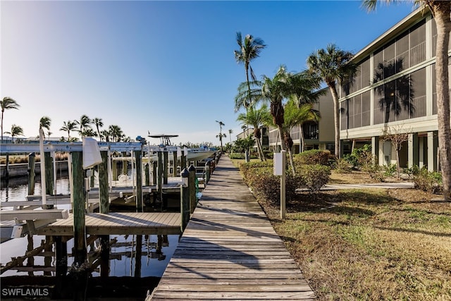 view of dock featuring a water view