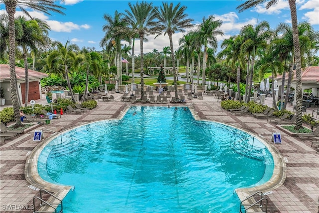 view of pool featuring a patio area