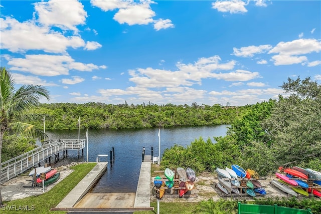 view of dock featuring a water view