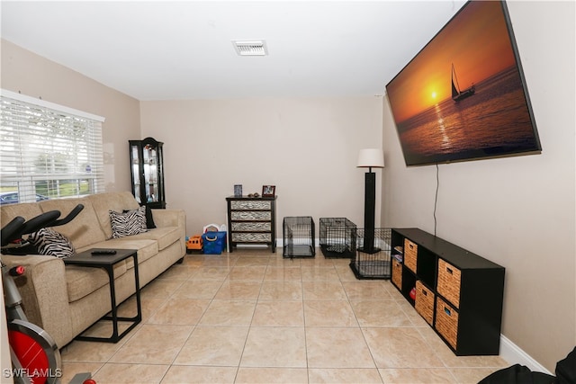 view of tiled living room