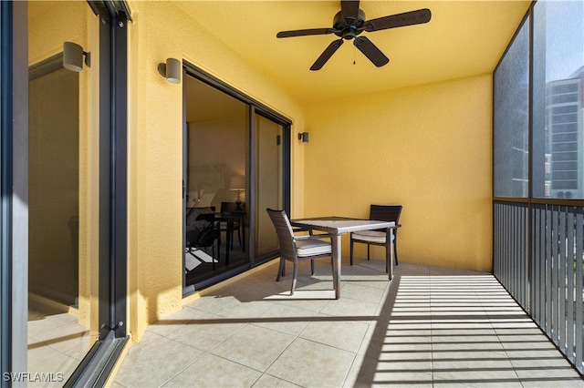 balcony with ceiling fan