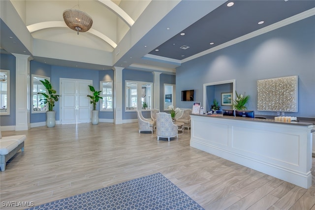 reception featuring ornate columns