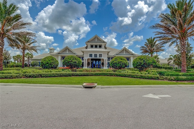 view of front of home with a front yard