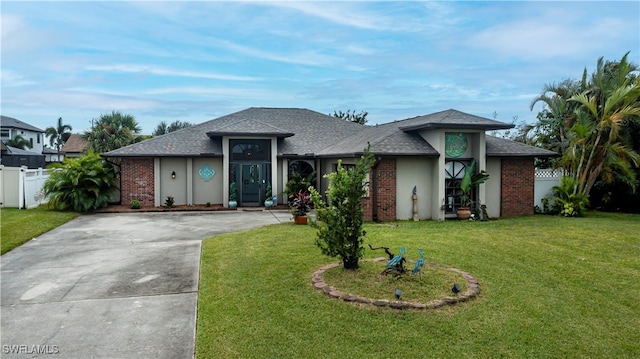 view of front of house with a front yard