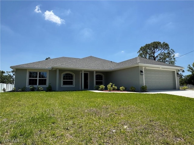 2324 Jacaranda Pkwy W, Cape Coral, FL 33993 - single story home with an attached garage, driveway, a front lawn, and stucco siding
