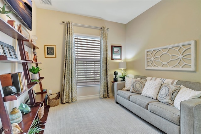 living room featuring carpet floors