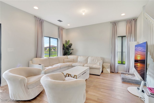 living room featuring light hardwood / wood-style flooring