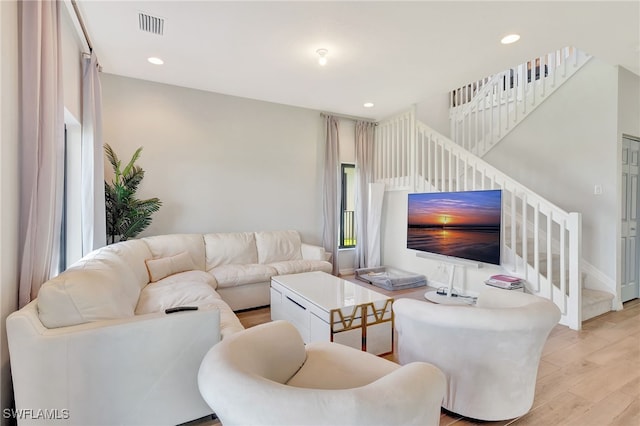 living room featuring light hardwood / wood-style floors