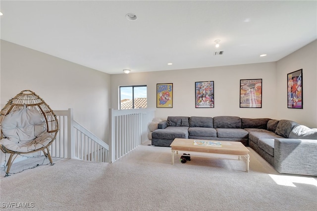 living room with light carpet