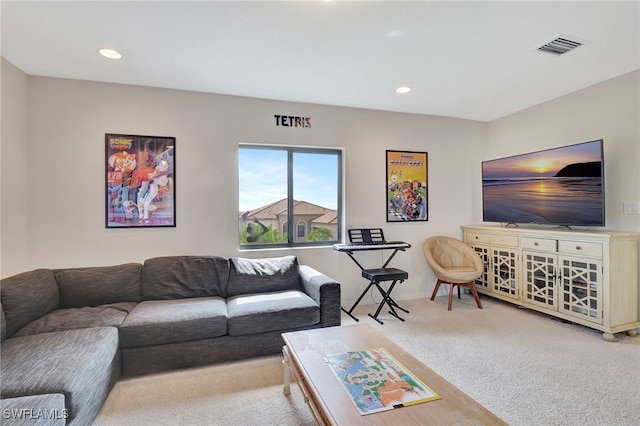 living room with carpet floors