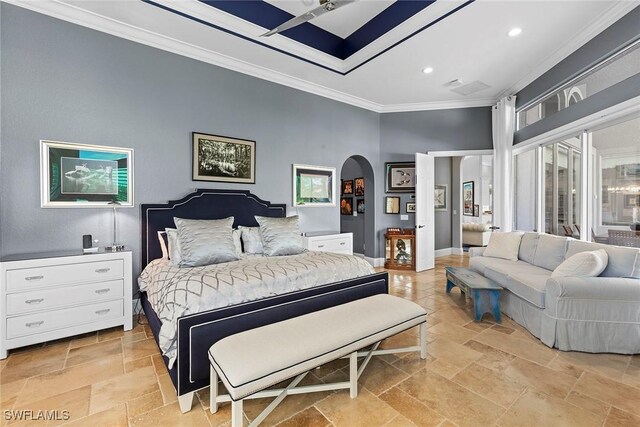 bedroom featuring crown molding