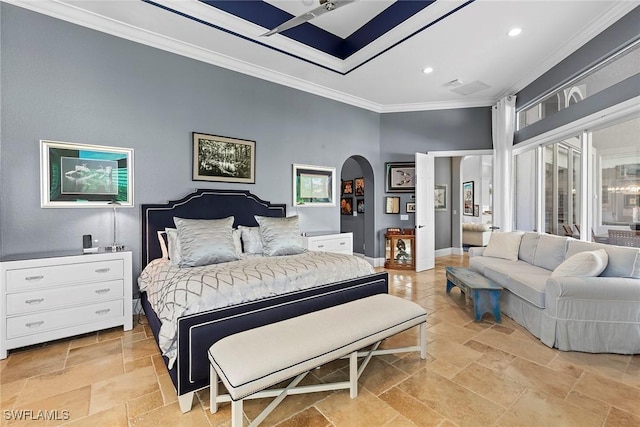 bedroom featuring crown molding