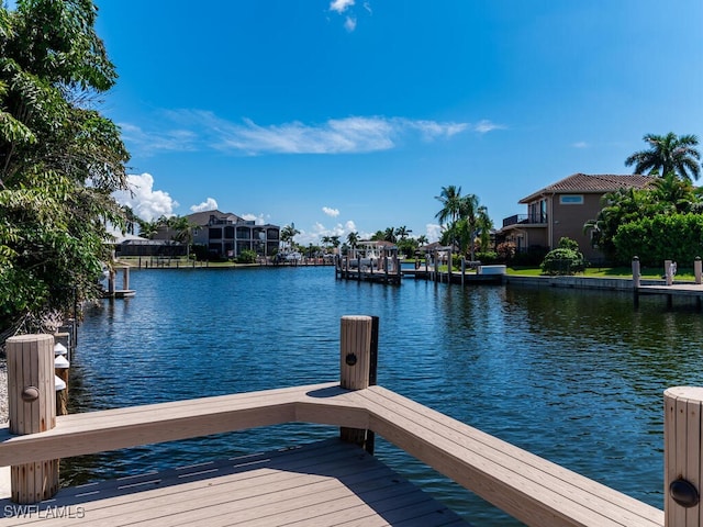 view of dock featuring a water view