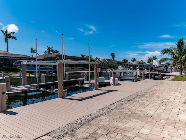 view of dock featuring a water view