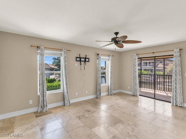 spare room featuring ceiling fan