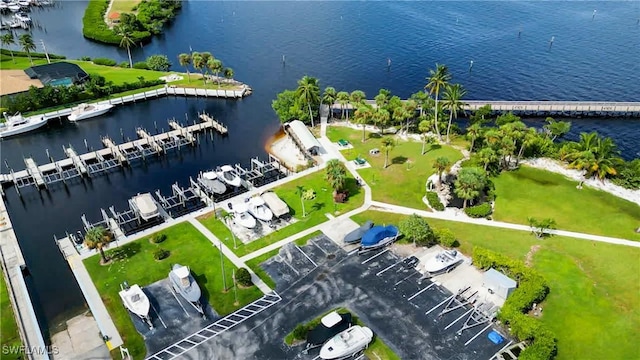 bird's eye view featuring a water view