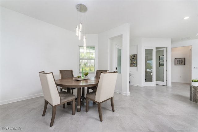 dining space with french doors