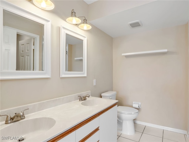 bathroom featuring tile patterned floors, vanity, and toilet