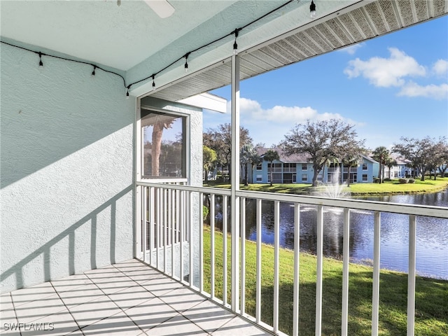 balcony with a water view