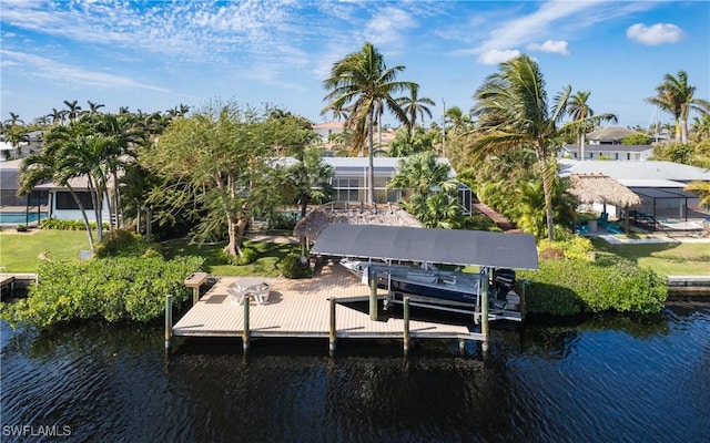 view of dock featuring a water view