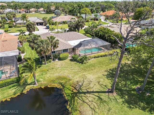 bird's eye view featuring a water view