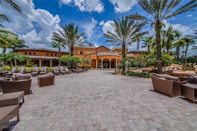 exterior space featuring outdoor lounge area