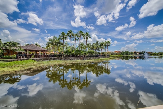 water view with a gazebo