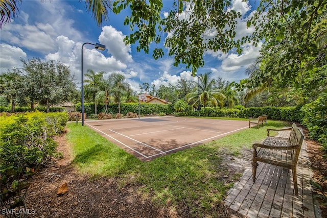 surrounding community with basketball hoop