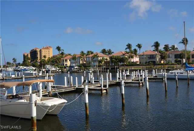 dock area featuring a water view