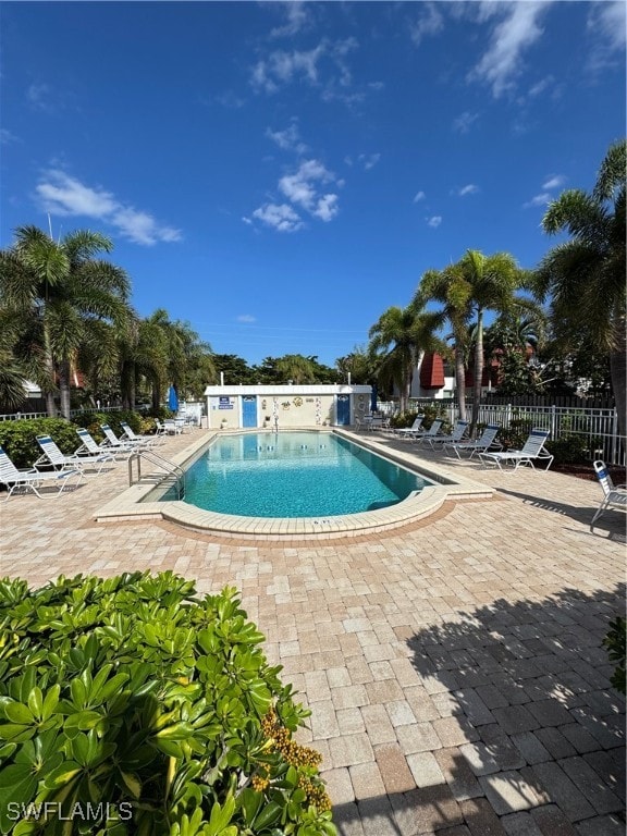 view of pool featuring a patio