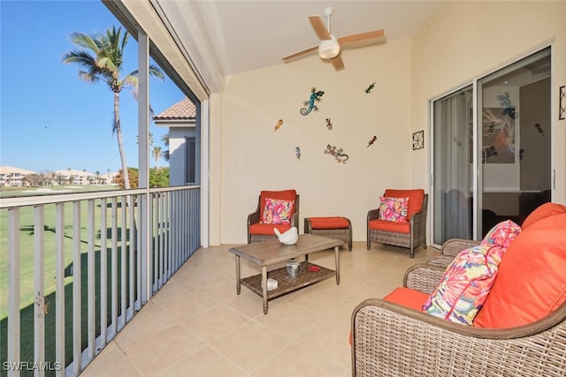 balcony with ceiling fan