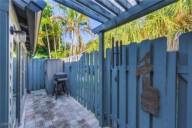 view of patio with a grill