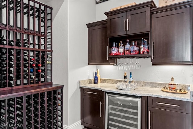 wine area with bar area and beverage cooler