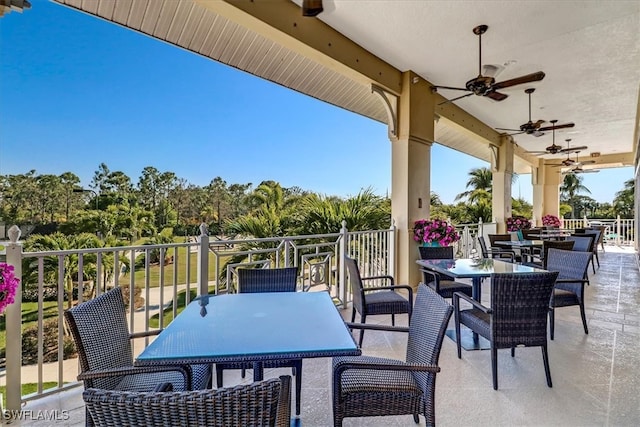 view of patio / terrace featuring ceiling fan