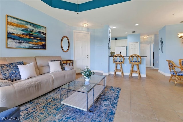 view of tiled living room