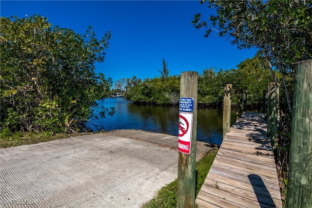 view of dock featuring a water view