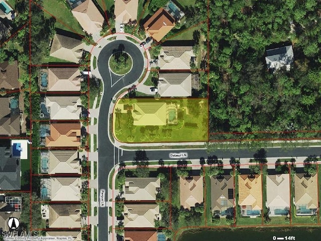 16213 Parque Ln, Naples, FL 34110 - aerial map of property and surrounding area featuring property boundaries highlighted