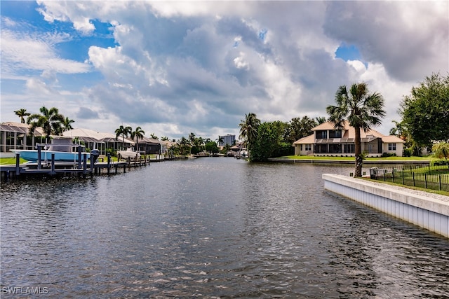 property view of water featuring a dock