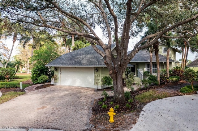 view of front of house with a garage