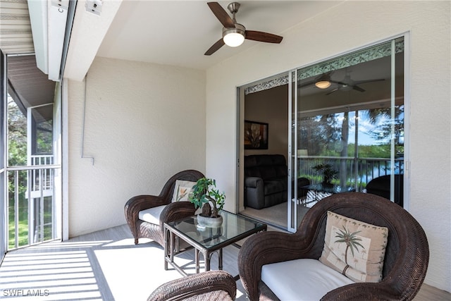 view of patio / terrace featuring ceiling fan