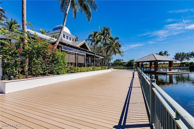 3157 Aviamar Cir Unit 102, Naples, FL 34114 - dock featuring a gazebo and a water view